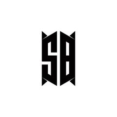 SB Logo monogram with shield shape designs template