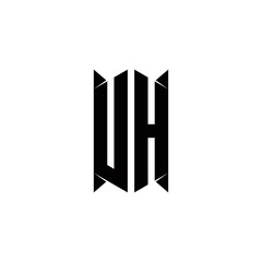UH Logo monogram with shield shape designs template
