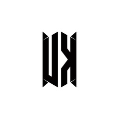 UK Logo monogram with shield shape designs template