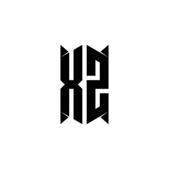 XZ Logo monogram with shield shape designs template