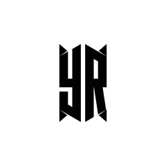 YR Logo monogram with shield shape designs template