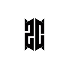 ZC Logo monogram with shield shape designs template