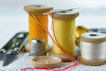 Handicraft items, threads, sewing needles.