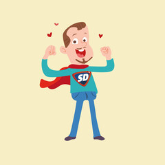 	
Super Dad. Fathers love. Father with a cape isolated in green background