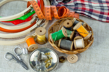 Handicraft items, threads, sewing needles.