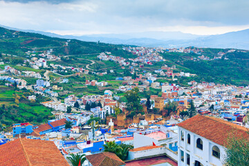 Picturesque view of blue town - Chefchaouen, Morocco