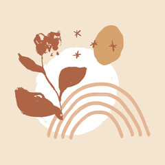 Modern art abstract floral composition. Contemporary design. Home minimalist poster.