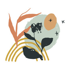 Modern art abstract floral composition. Contemporary design. Home minimalist poster.