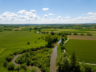 Fototapeta na wymiar Landscape drone plains on a sunny day