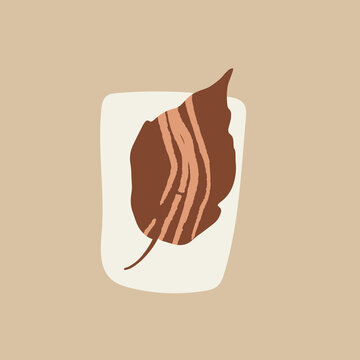 recommend clip art: Modern abstract art. Scandinavian style autumn leaf. Nordic minimalist eco print design for interior and other. EPS clip art