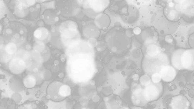 Abstract silver gray white graphic bokeh bubbles background animation.