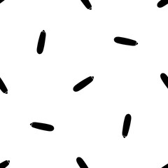 Seamless pattern of repeated black zucchini symbols. Elements are evenly spaced and some are rotated. Vector illustration on white background