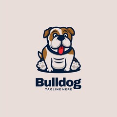 Vector Logo Illustration Bulldog Simple Mascot Style.