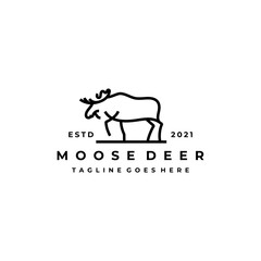 Moose Deer line art logo vector icon illustration design
