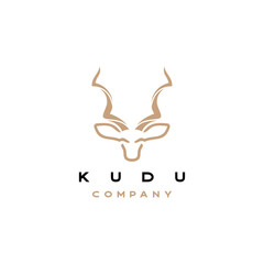 Kudu line art logo design vector