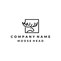Moose Deer line art logo vector icon illustration design