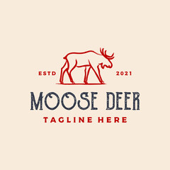 Moose Deer dry ink brush logo vector icon illustration design