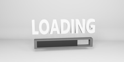 Loading text and symbols On a simple background 3d illustration
