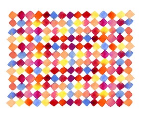 Mosaic hand drawn background, Watercolor squares pattern