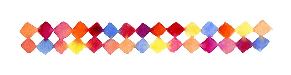 Mosaic ornament. Watercolor colorful squares - 438694555