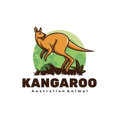 Vector Logo Illustration Kangaroo Simple Mascot Style.