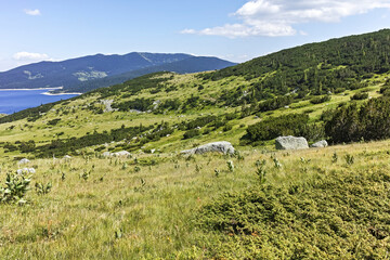 Fototapeta na wymiar landscape with Belmeken Reservoir, Rila mountain, Bulgaria