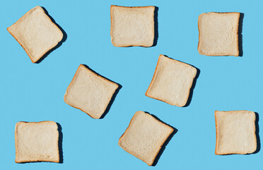 Pattern of toast on yellow background