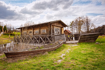 Old wooden boat on the shore