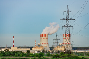 Industrial zone with Nuclear power plant and clean nuclear energy production