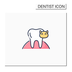 Veterinary dentistry color icon. Perfect pets tooth care. Cleaning, adjustment, filing, extraction, or repair of animals teeth concept. Lovely care pets. Isolated vector illustration