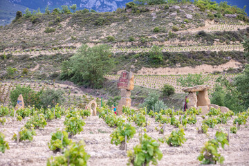 Dolmens among vineyard in Rioja, Spain