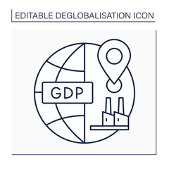 Domestic production line icon. Gross domestic product. GPD. Goods and services made in country. Deglobalisation concept. Isolated vector illustration. Editable stroke