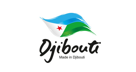 Made in Djibouti handwritten flag ribbon typography lettering logo label banner