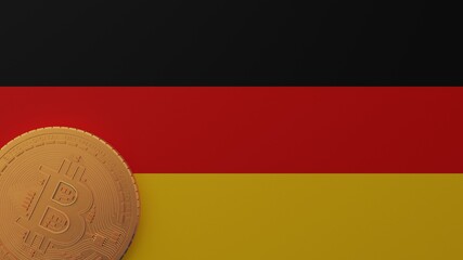 Gold Bitcoin in the Bottom Left Corner on the Country Flag of Germany