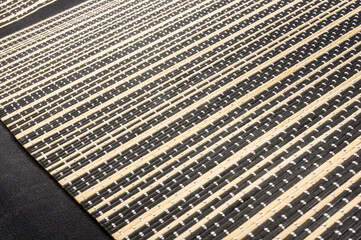 brown bamboo Mat - stand food, close-up, macro