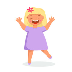 Cute little girl smile and jump.