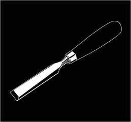 Chisel white on black background