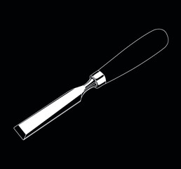 Chisel white on black background