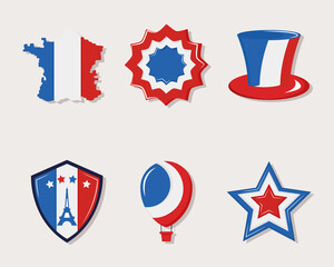 Happy bastille day symbol collection