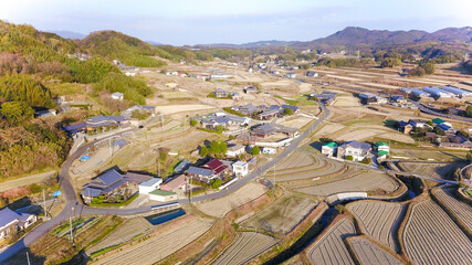 日本の田園風景ドローン撮影・淡路島
