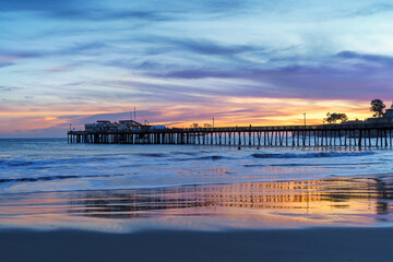 The Captiola, CA pier at sunset at the beach