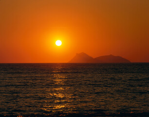 greece, crete island, sea, view, praximadia island, sunset, 