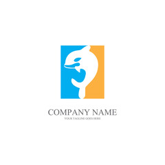 water animal dolphin logo vector symbol in the ocean