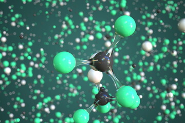 Trifluoromethane molecule, conceptual molecular model. Chemical 3d rendering