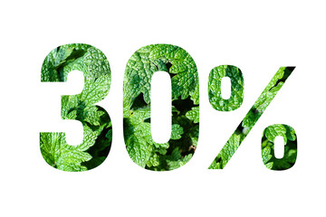 30 percent discount on promotion on white banner. Summer or spring sales.