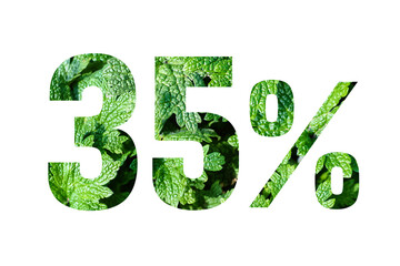 35 percent discount on promotion on white banner. Summer or spring sales.