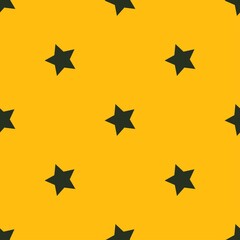 black stars on a yellow background. vector seamless illustration. print on print or clothes
