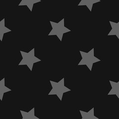grey stars on a black background. vector seamless illustration. print on print or clothes