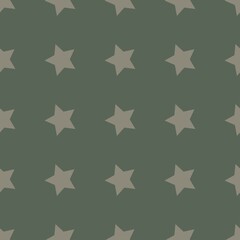 grey stars on a green background. vector seamless illustration. print on print or clothes