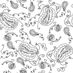 Hand drawn vector pumpkins seamless pattern for decor and design. Perfect for scrapbooking, textile and prints. 
